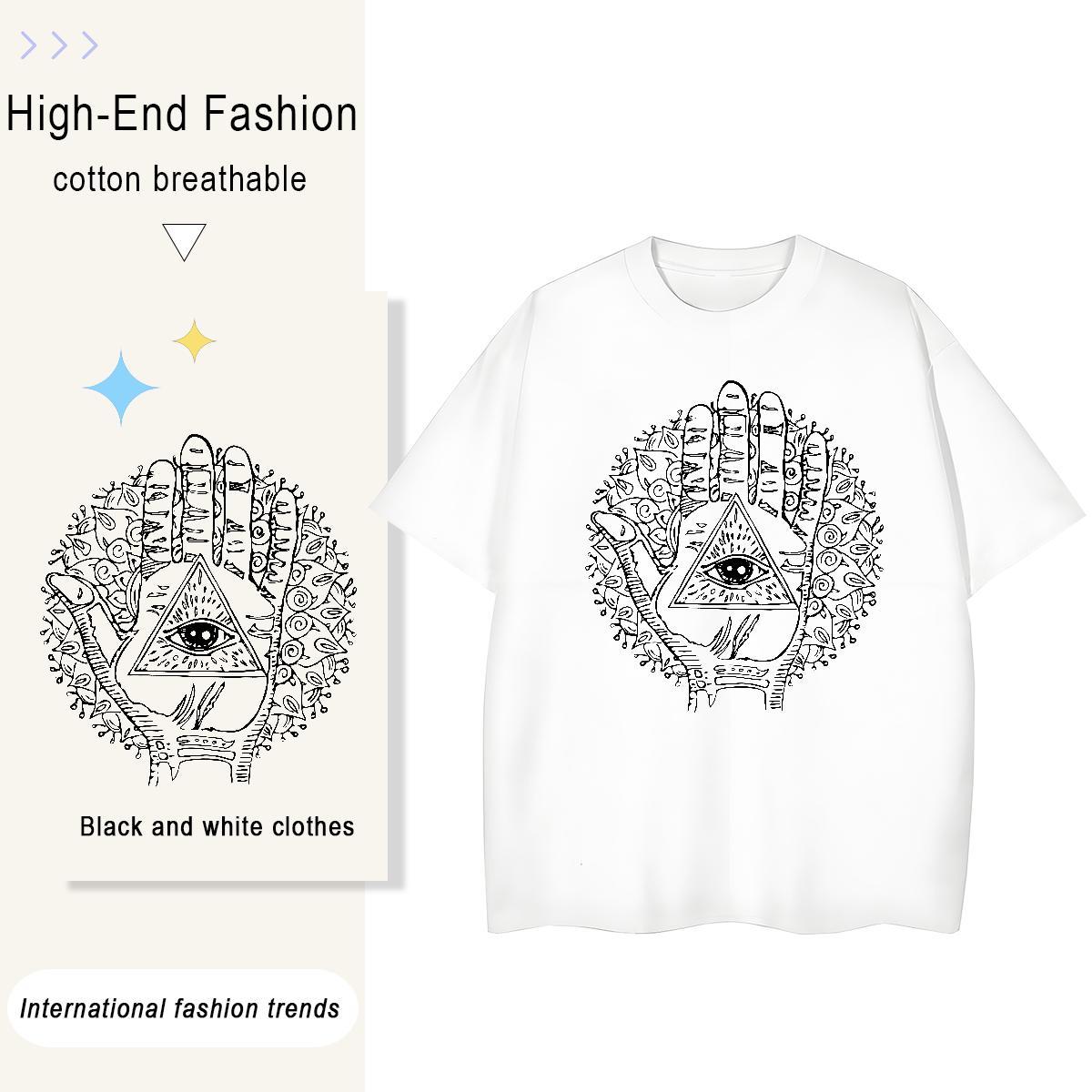 Casual New T Shirts Women 230g 100% Cotton Crew Neck Sports Casual eye of the devil Couples T Shirts Lady Plus Size Custom Clothings