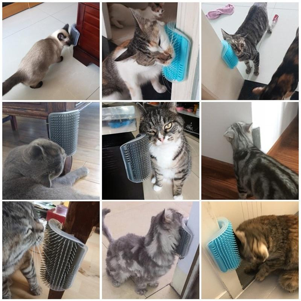 Corner Pet Brush Scratching Rubbing Comb Cat Play Toy Plastic Hair Removal Massage Tool Kitten Self Grooming Scratchers Combs