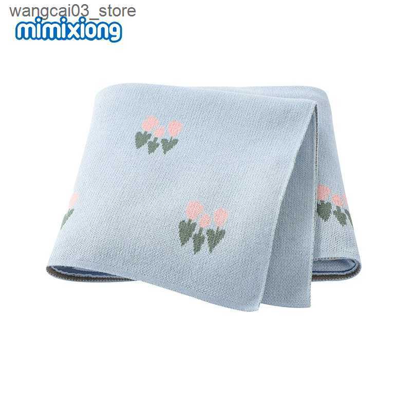 Blankets Swaddling Baby Blankets Newborn Swaddle Wrap 90*70cm Knitted Infant Boys Girls Monthly Crib Cellular Four Seasons Childrens Cotton Quilts L24