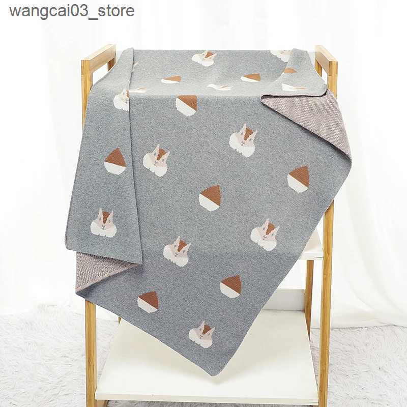 Blankets Swaddling Newborn Baby Blankets 90*70CM Infant Girl Boy Knitted Cotton Bedding Quilt Cute Cartoon Squirrel Toddler Stroller Swaddling Soft L2