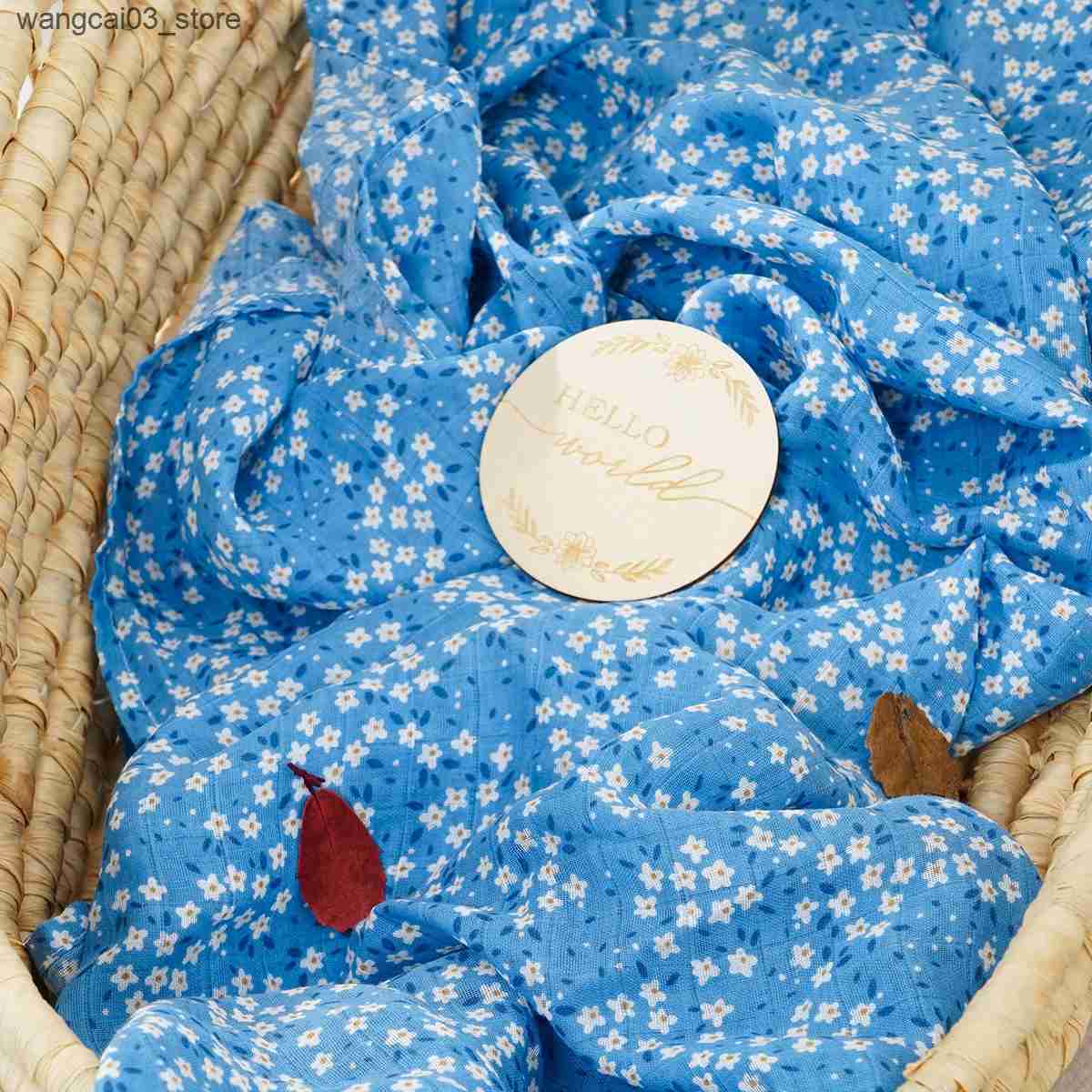 Blankets Swaddling HappyFlute New Printing 120x110CM Muslin Cotton Fiber Baby Swaddle Newborn Blanket Baby Infant Wrap L240910