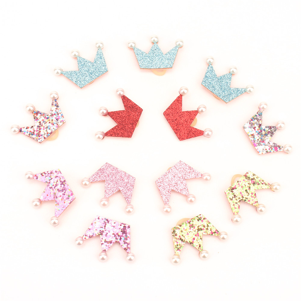 6Pcs Crown Shape Dog Bows Hair Accessories Glittering Gold Bows with Rubber Band for Long Hair Pets Accesorios Para Perros