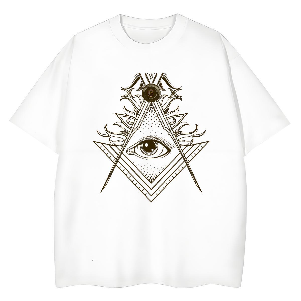 2024 T Shirt For Woman 100% Cotton 230g Crew Neck Breathable Summer Casual eye of the devil Lady T shirt Popular Black Oversized Top Shirts