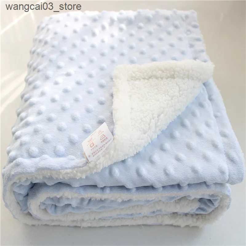Blankets Swaddling Winter Thick Thermal 3d Minky Dot Kids Blanket Super Soft Sherpa Fluffy Toddler Baby Quilt Swaddle Office Seat L240910 L0910