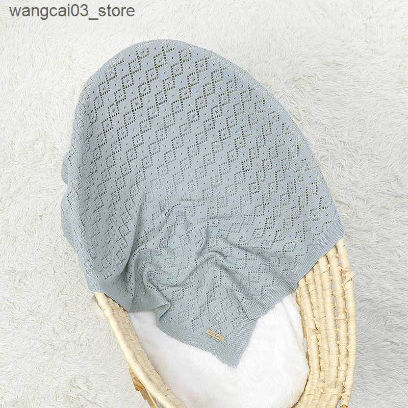 Blankets Swaddling Newborn Baby Blanket 100%Cotton Knit Hollow Infant Girl Boy Bedding Plaid Crib Quilt 100*80CM Stroller Warp Swaddling Super Soft L2