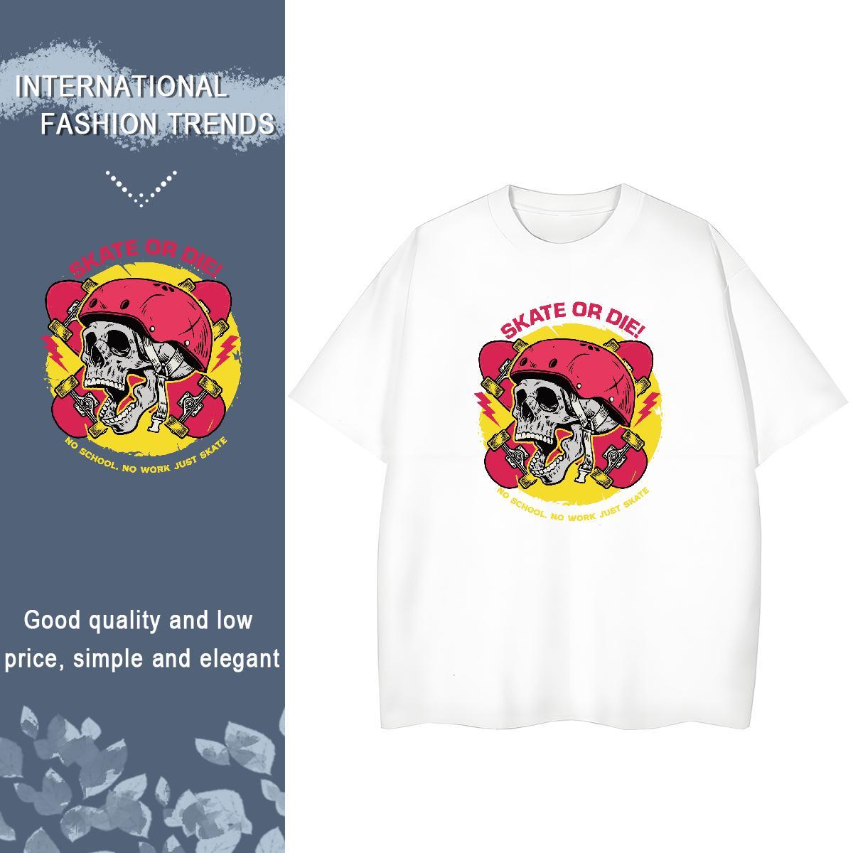 2024 DIY T Shirts Women 230g 100% Cotton Comfortable Sport skull Lady T shirt Unisex Anime Print Clothings