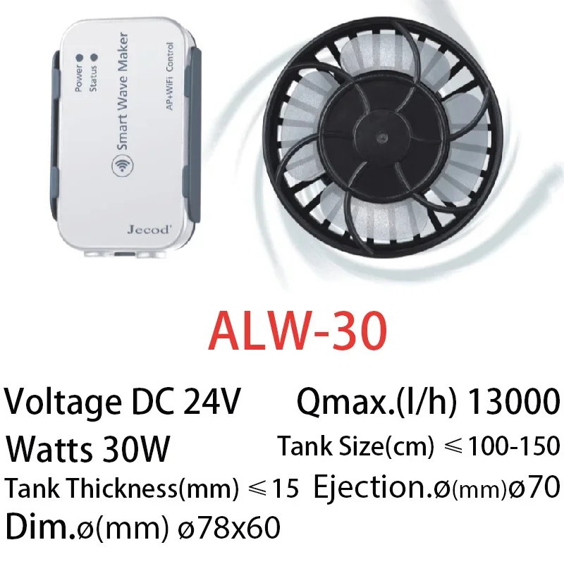 Jebao Jecod Upgraded ALW Series WIFI Smart Wave Maker Broad Flow Style Reef Fish Aquarium Powerhead Pump ALW-5 10 20 30