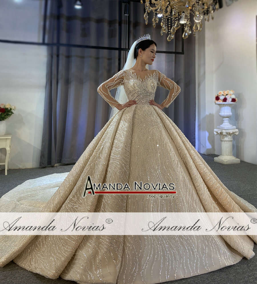 Amazing dubai wedding full beading lace bridal dress real work brand high quality