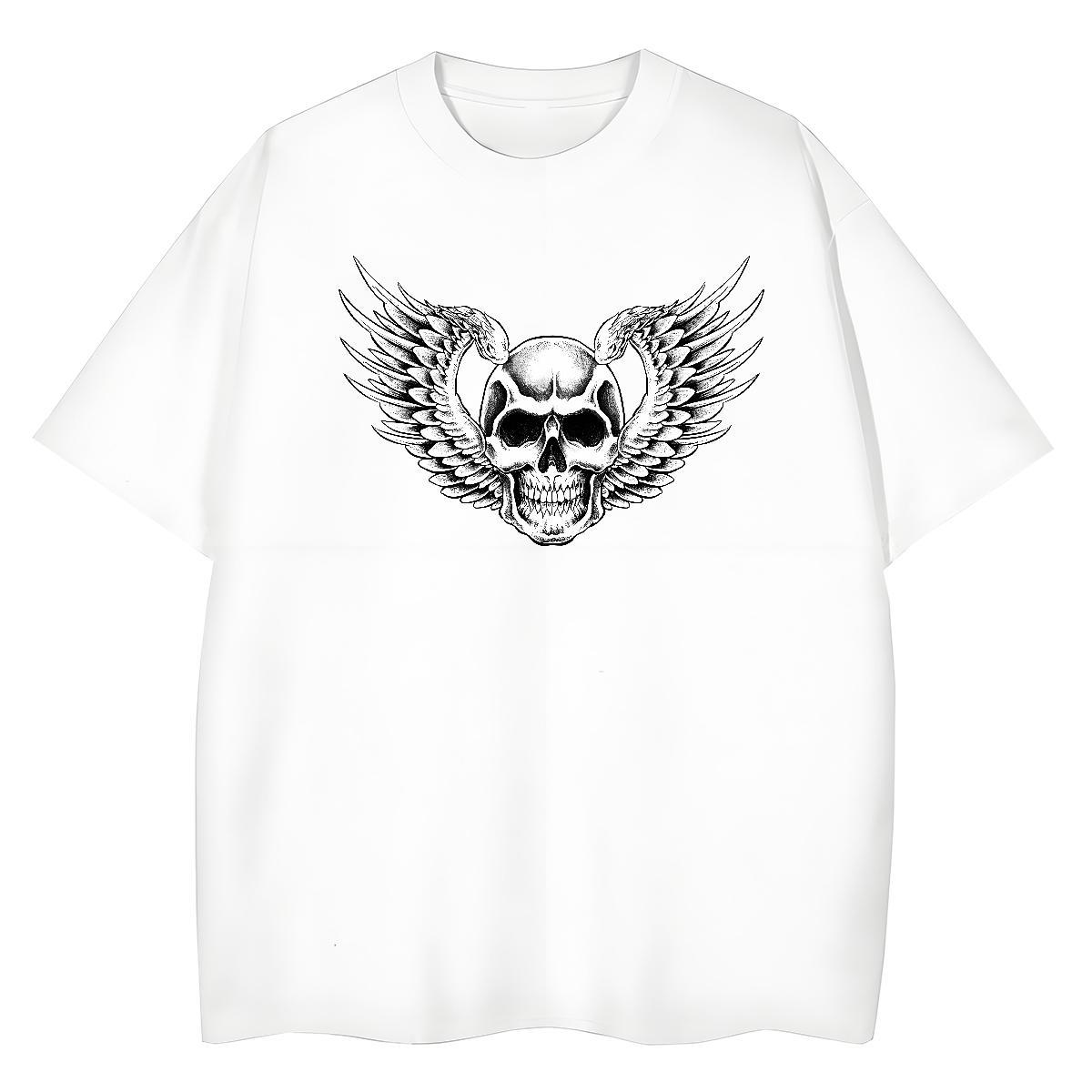 Fashion Casual Woman T Shirts 230g Cotton Short sleeve Soft Street skull Unisex Tshirts High quality Skull Tee Shirt