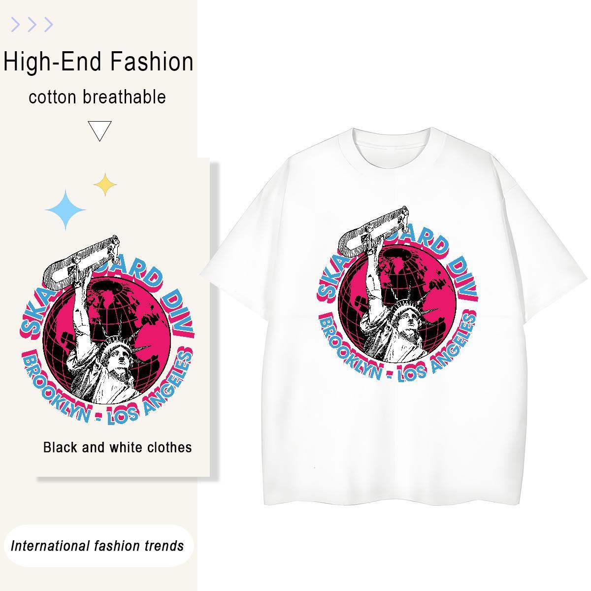 New Arrival Women T Shirts 230g Cotton O-Neck Short Sleeve Daily Wear portrait Couples T Shirts Wholesale Oversized Clothes Shirt