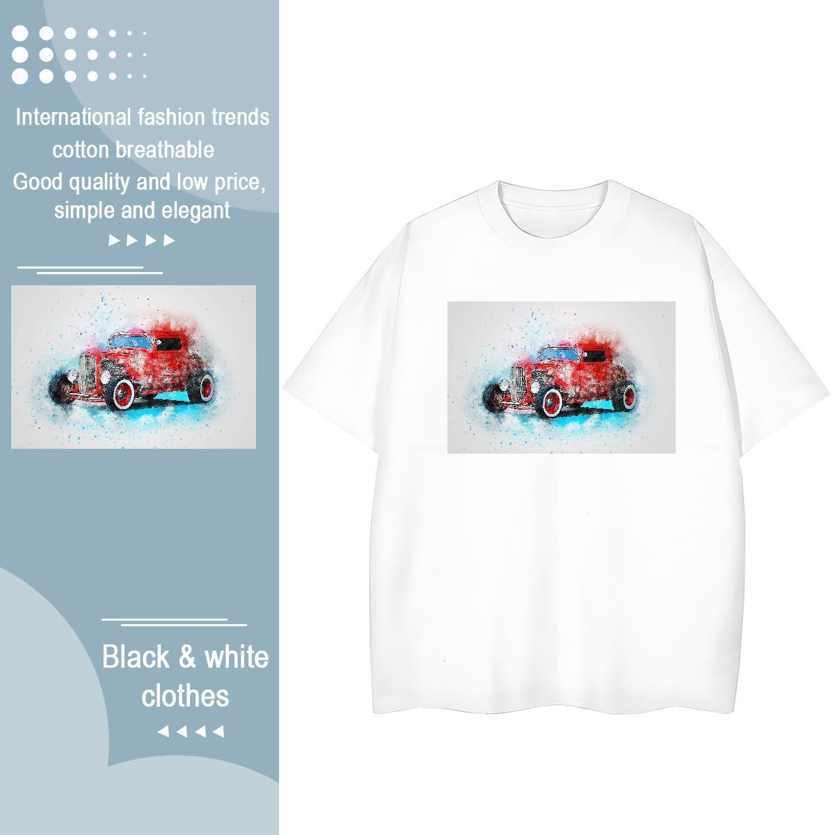 Casual New Womens T Shirts 230g Pure Cotton Breathable High Street Hip Hop car Womens Tshirts Designer Nice Customized Tops Tees