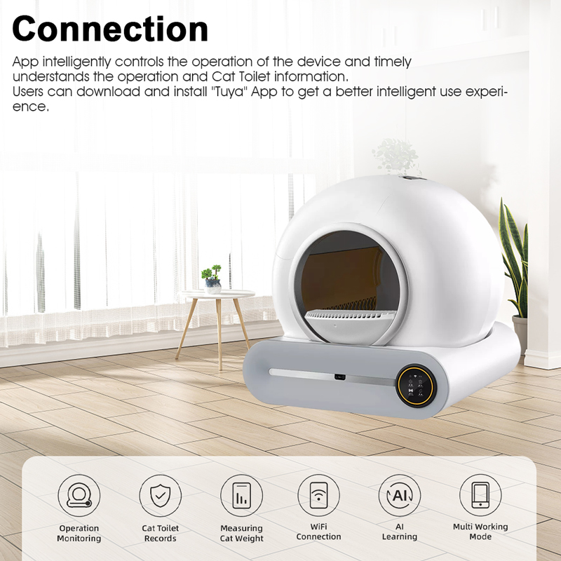 New fashion design low noise app wifi touch control Intelligent electric self cleaning smart automatic cat litter box