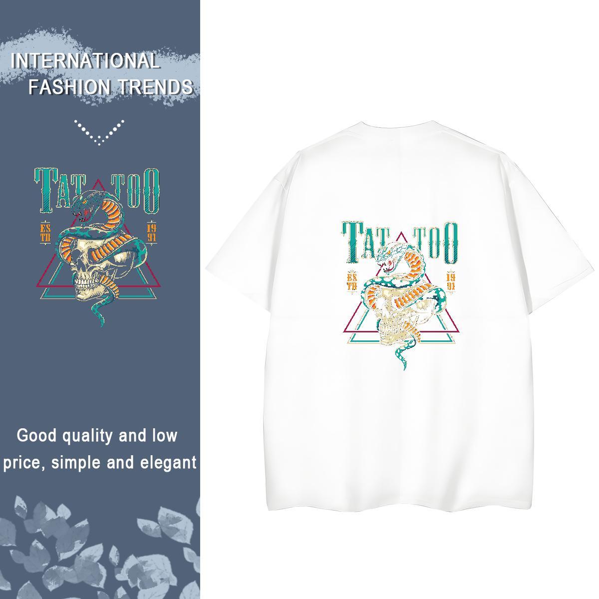 New T Shirts Women 100% Cotton 230g Crew Neck Casual skull Tshirt for Man Woman Unisex Oversized L-4XL Clothes Shirt