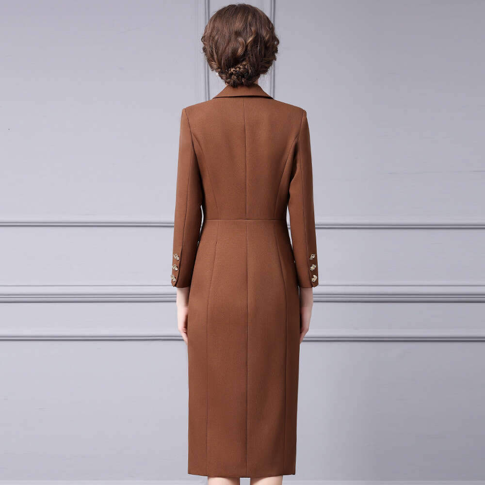 Smart and powerful dress with 2024 new autumn diagonal zipper to show off figure high-end split hip hugging suit skirt
