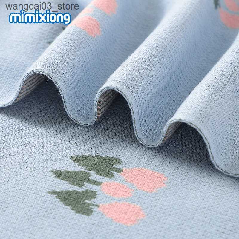 Blankets Swaddling Baby Blankets Newborn Swaddle Wrap 90*70cm Knitted Infant Boys Girls Monthly Crib Cellular Four Seasons Childrens Cotton Quilts L24