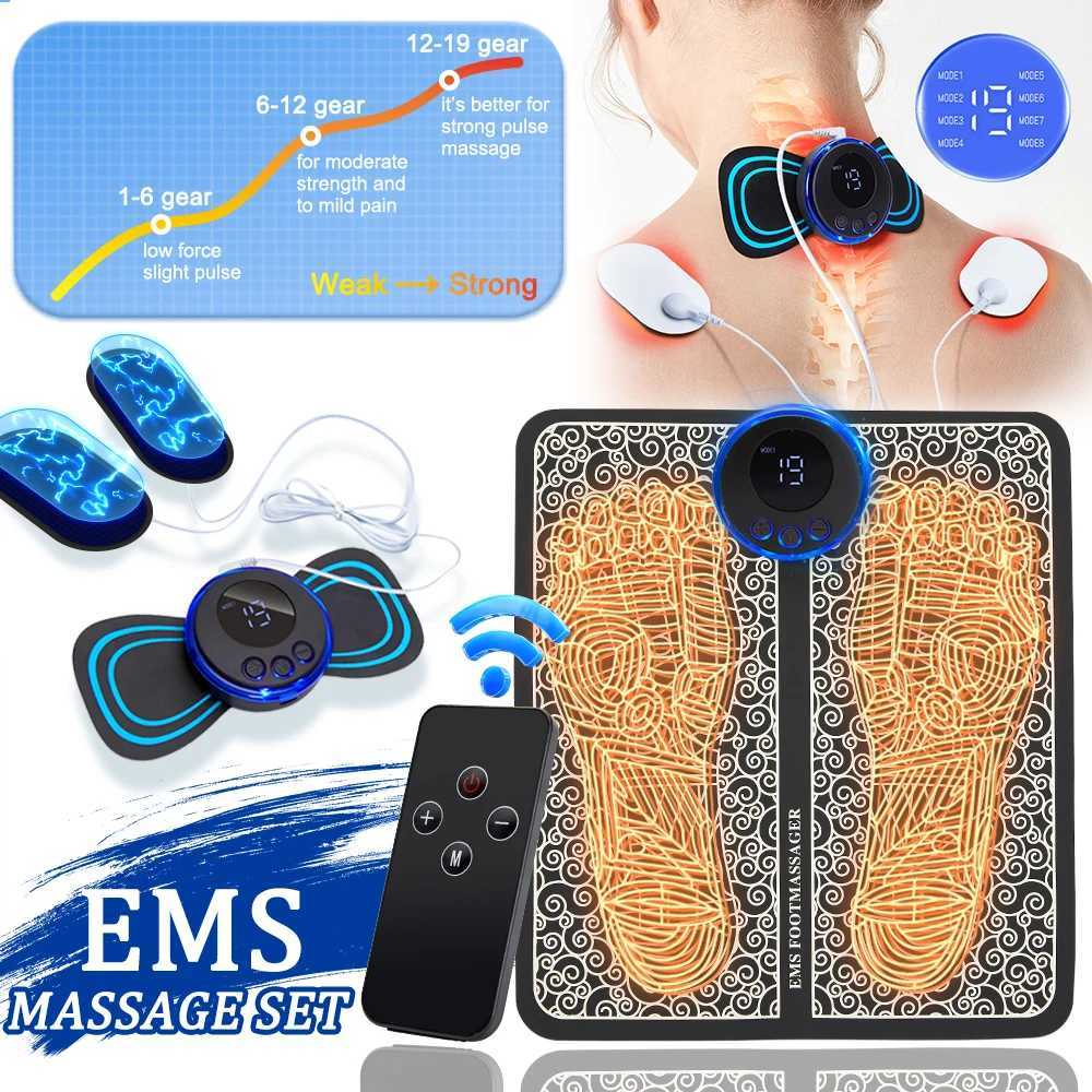 EMS foot massager electric foot massage pad relieves foot pain with 10 electric timer pads muscle stimulator Salud blood circulation W240819