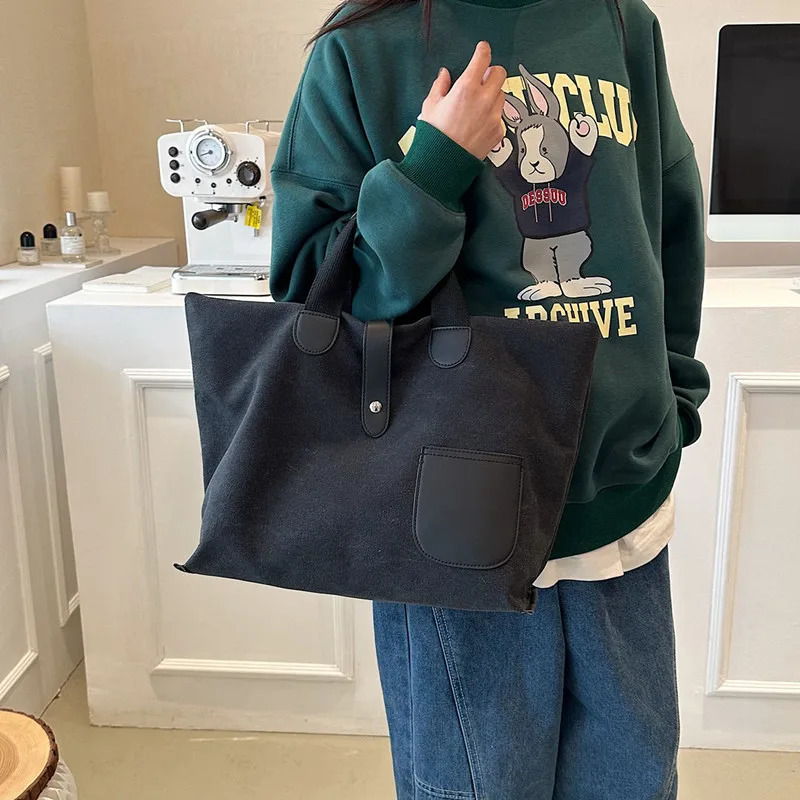 Casual canvas handbag high-quality shoulder cross body bag Japanese Korean style large bag womens messenger bag 241008