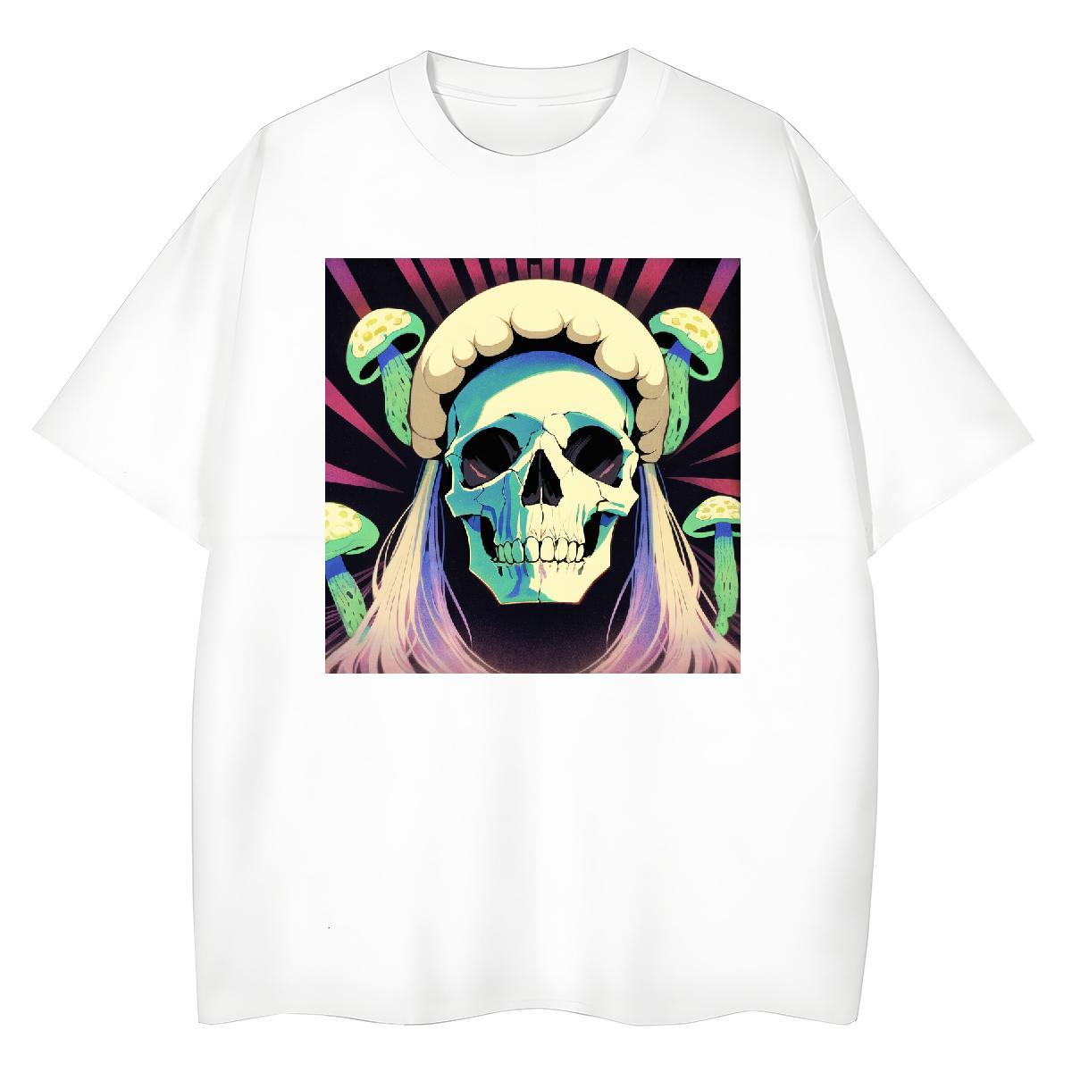 Fashion Woman T Shirts 230g Pure Cotton Breathable Crew Neck Sports Street Wear skull Unisex Tshirts Loose Plus Size Custom Clothes