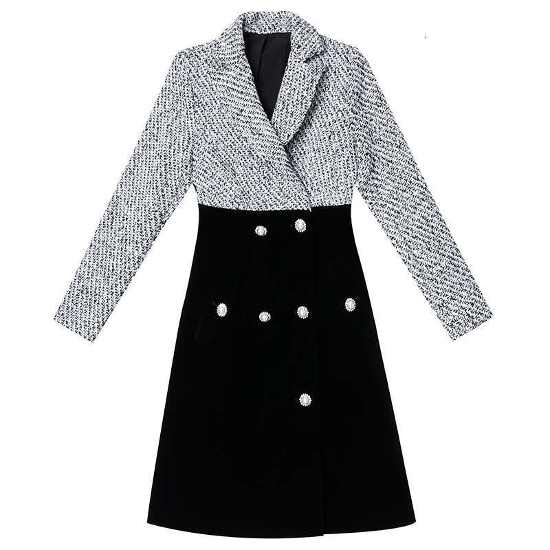 Thickened Early Autumn Dress 2024 New Style Slimming Woolen Suit Collar Velvet A-line Skirt