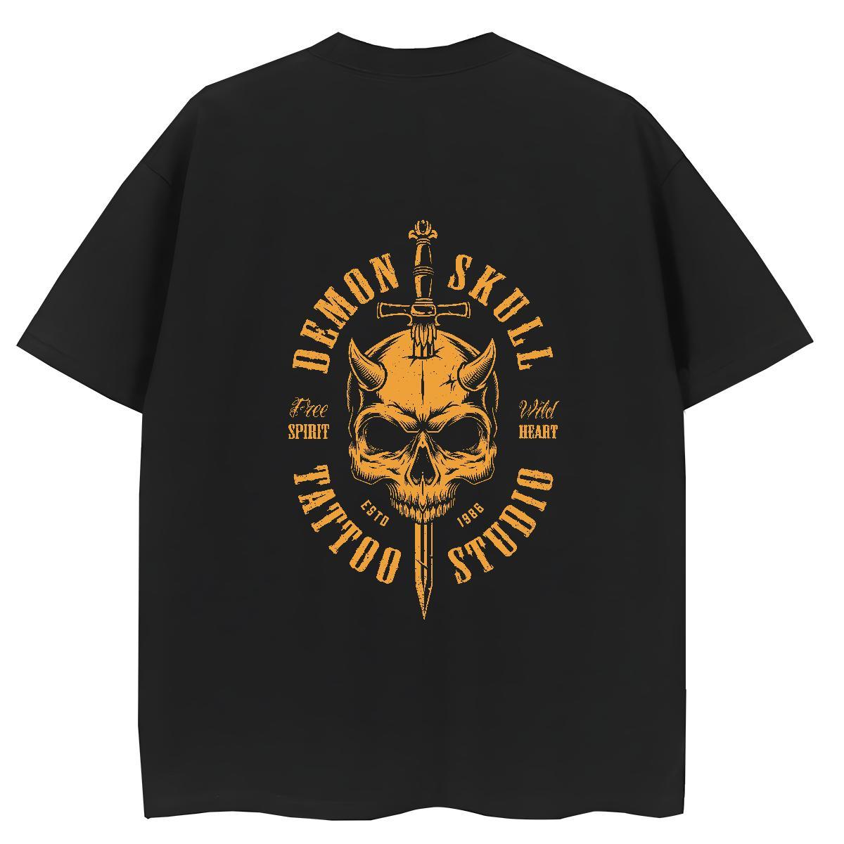 Fashion New Womens T Shirts 230g Pure Cotton Short Sleeve O-Neck Sport skull Tshirt for Man Woman High quality Floral Print Tee Shirt