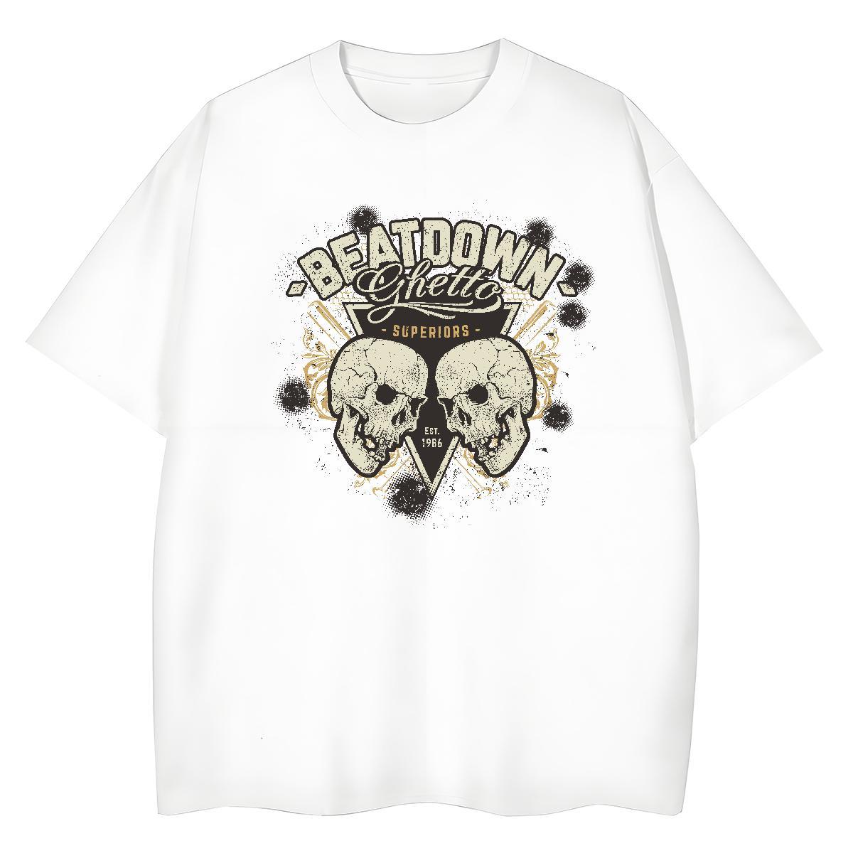 2024 T-Shirts for Women 230g Cotton Short Sleeve O-Neck Casual Daily Wear skull Womens Tshirts High quality Custom Printed Tees