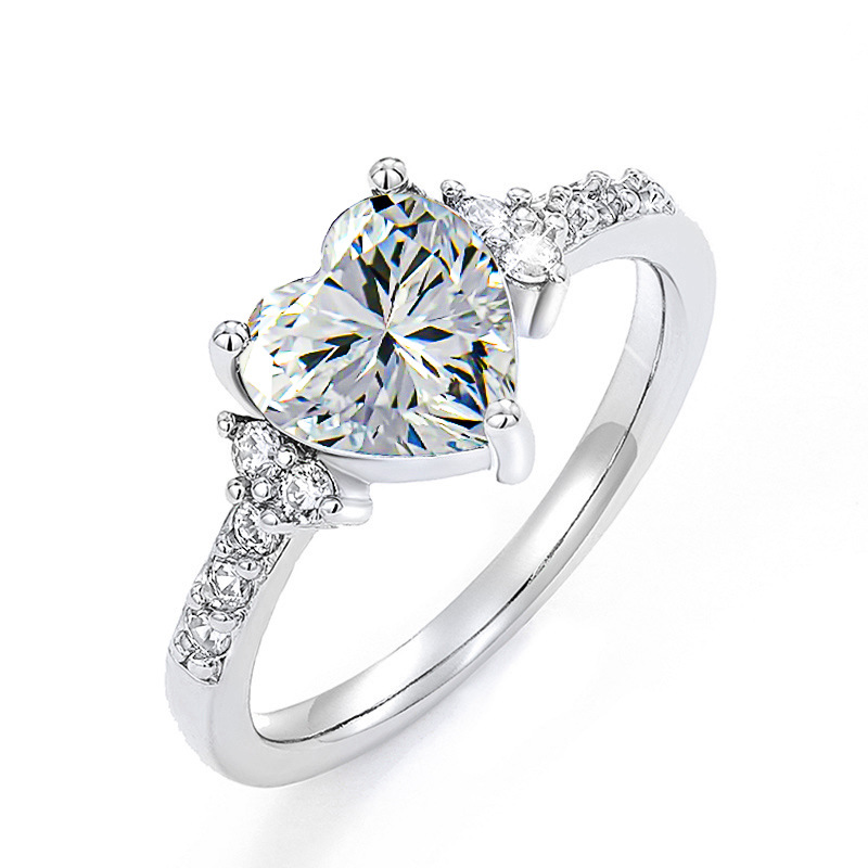 Cubic Zirconia Engagement Wedding Promise Rings Set Designer Jewelry Sterling Silver Charm Drop Love Heart Diamond Finger Tail Rings for Woman Gift Fi