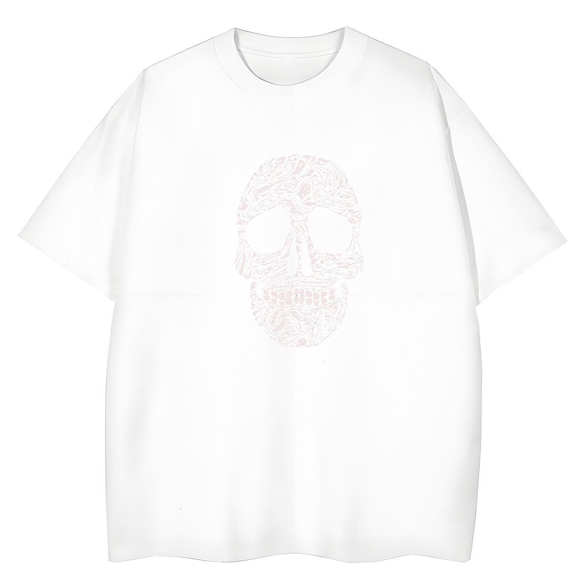 Factory Direct T Shirts Women 230g Pure Cotton Short Sleeve O-Neck Sports Street Wear skull Lady T shirt Soft White Plus Size Clothings