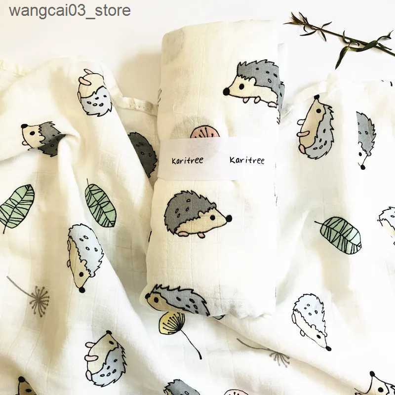 Blankets Swaddling 120*120cm Bamboo Cotton Swaddle Blanket Print Muslin Baby Blankets Infant Swaddle Towel For Newborns Baby Wrap Kids Bed Sheet L2409