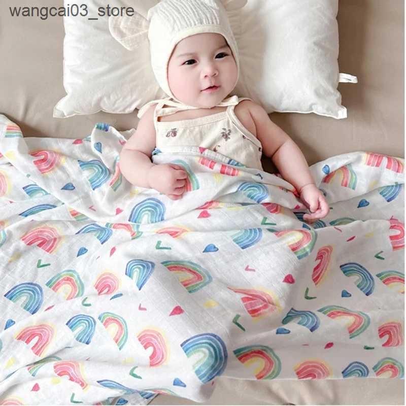 Blankets Swaddling Newborns Baby Blanket Super Soft Bamboo Cotton Muslin Baby Swaddle Wrap Infant Stroller Nursing Cover Bath Towel For Baby L240910