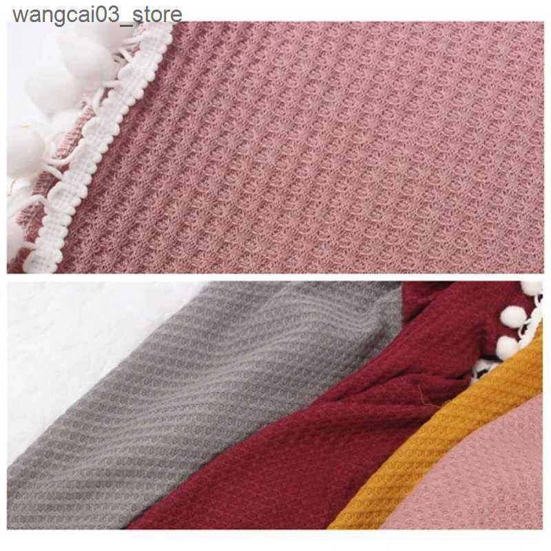 Blankets Swaddling Waffle Knitting Baby Wool Ball Blanket with Baby Milestone Stickers Newborn Swaddle Wrap Receiving Blanket Bedding for 0-10M L24091