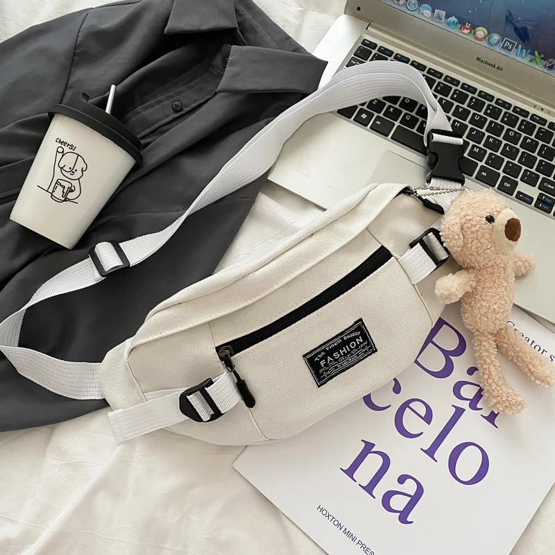 Japanese Harajuku Dark Style Chest Bag Womens Full Match Waist Bag Womens Student Canvas Messenger Bag 241008