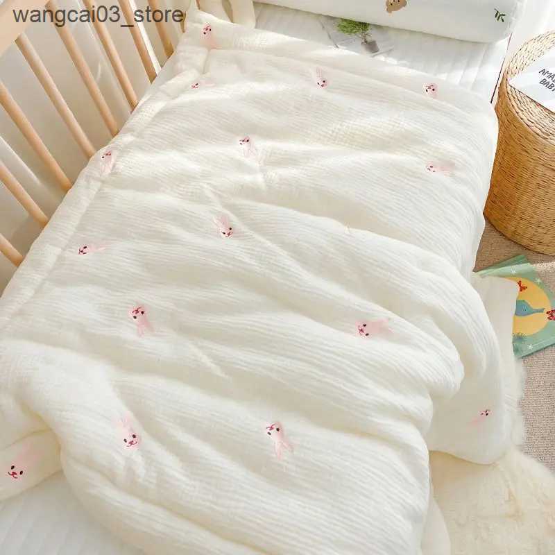 Blankets Swaddling Cartoon Bear Bunny Baby Quilt Newborn Nap Quilts Soft Cotton Infant Blanket Spring Fall Winter Swaddle Wrapped Bedding 100*120CM L2