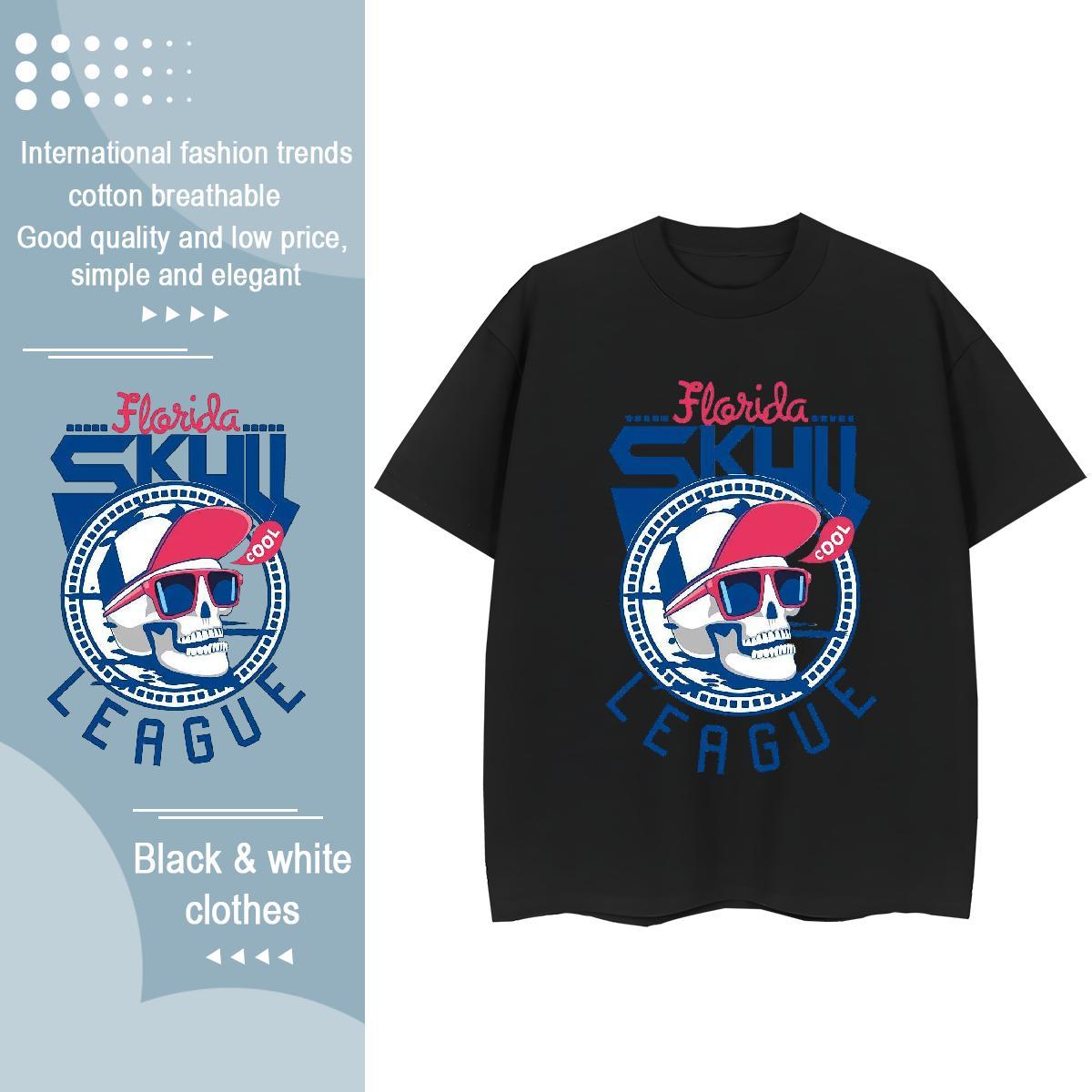 Custom Woman T Shirts 230g Pure Cotton Breathable Soft Spring Summer skull Women Tshirts Nice Cartoon Anime Tee Shirt