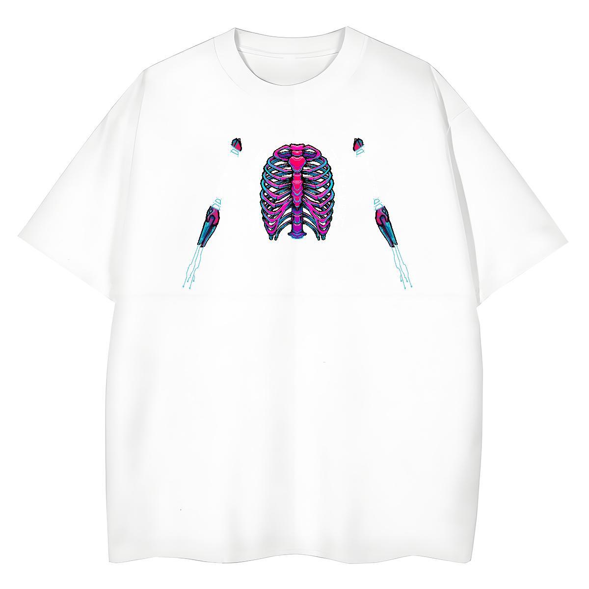 Fashion Women T Shirts 230g Cotton Breathable Crew Neck Daily Outfit skull Tshirt for Man Woman Comfortable Graphic Tops Tees