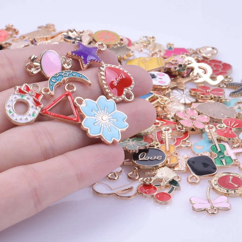 Mixed Pendants EnamelBracelet Charm Trinkets Flower Pendant For Jewelry Making DIY Materials Wholesale Items Resale In Bulk 241010