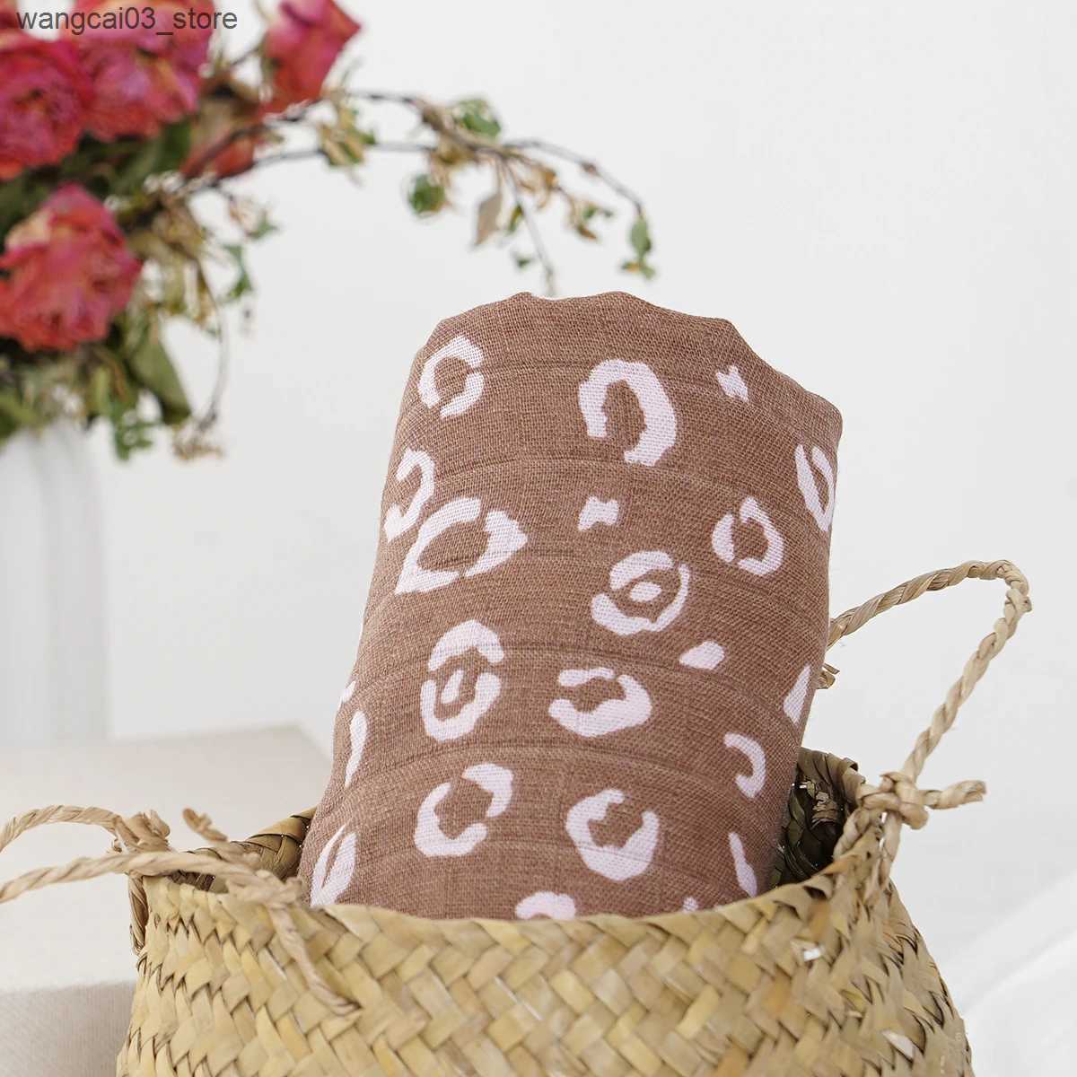 Blankets Swaddling HappyFlute New Prints 3 Pieces 120*110cm Soft Bamboo Cotton Baby Wrap Travel Newborn Multi-function Swaddle Sleeping Blanket L24091