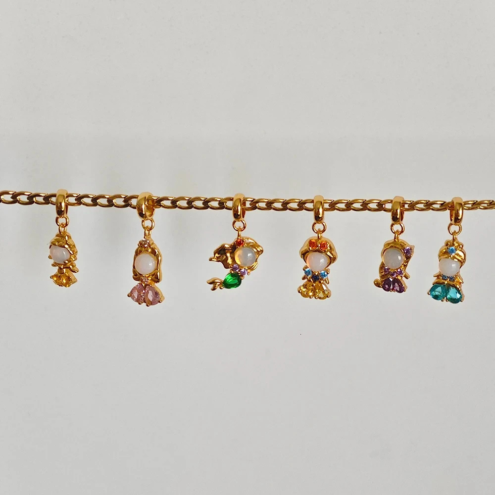 ins Cartoon Cute Zircon Princess Pendant Charm For Women Girl Fashion Accessories DIY Jewelry Gift 241010