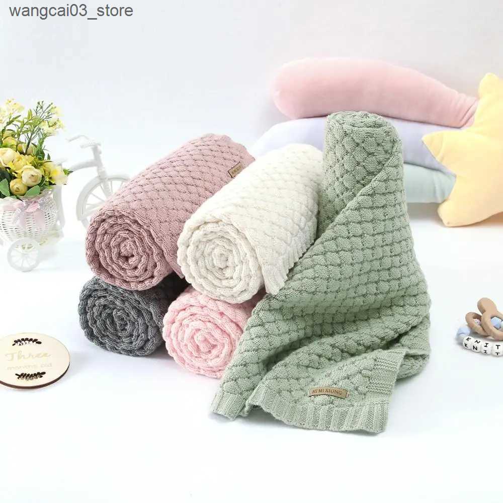 Blankets Swaddling Baby Blankets 100*80cm Knitted Newborn Boys Girls Swaddle Wrap Blanket Infant Kids Stroller Bedding Basket Quilt Child Accessory L2