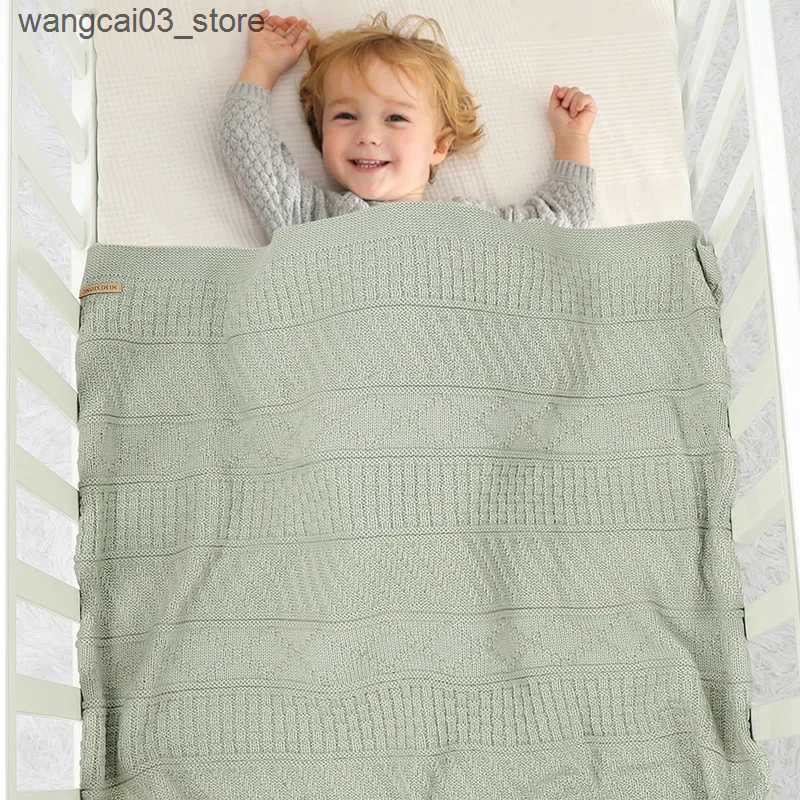 Blankets Swaddling Infant Baby Blanket Knitted Newborn Kid Bed Plaid 100*80CM Quilt Solid Toddler Girl Boy Stroller Swaddling Super Soft Breathable L2