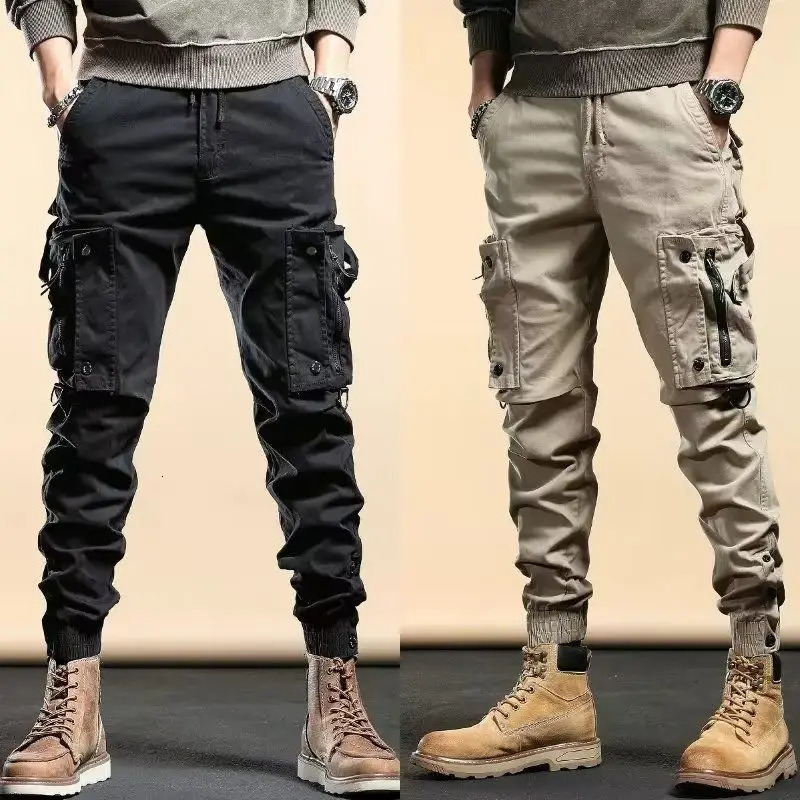 Spring/Summer High Waist Mens Casual Full Match Solid Color Loose Shrink Ropa Hombre Solid Color Y2K Pants 241007