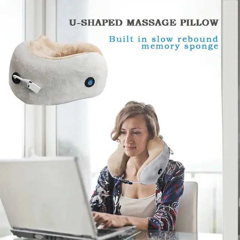 Electric massage pillow neck relaxation tool U-shaped suitable for the neck suitable for travel and family massage with single button operation W24081