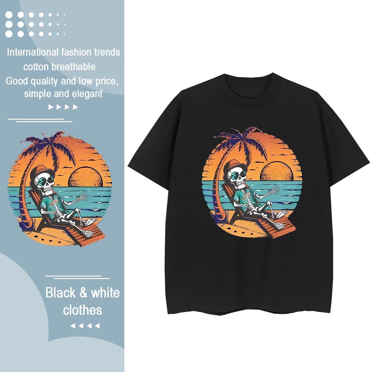 Custom Womens T Shirts 230g Pure Cotton Crew Neck Outdoor tree Unisex Tshirts Female Black White Tees