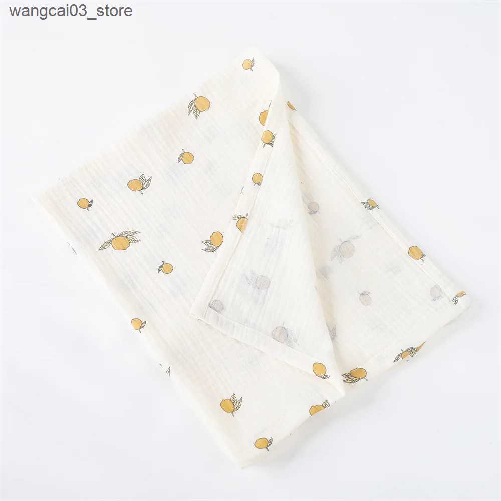 Blankets Swaddling Cotton Swaddle Blanket Baby Blanket Floral Print Muslin Diaper Swaddle New Born Crinkle Fabric Baby Born Stroller Cover L240910