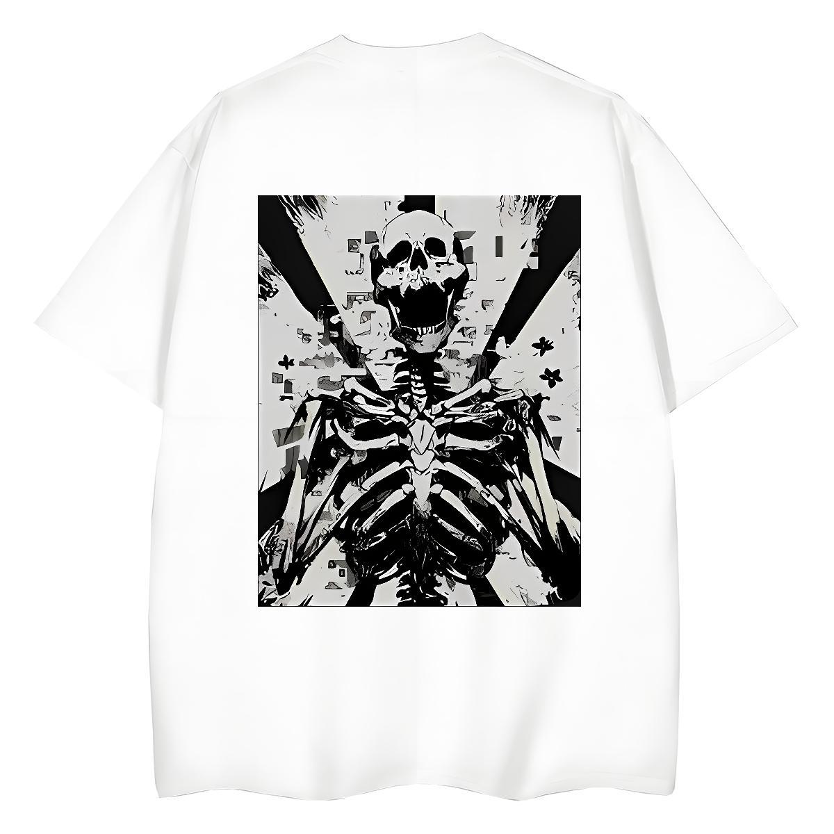 Fashion Casual Woman T Shirts 100% Cotton 230g Short Sleeve O-Neck Street Casual skull Tshirt for Man Woman Soft DIY Anime Tees