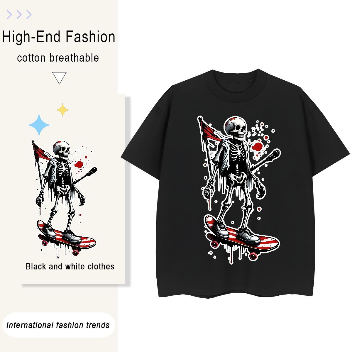 Brand T Shirt For Woman 230g 100% Cotton Breathable Sports Street Wear skull Couples T Shirts Lady Oversized L-4XL Tops Tees