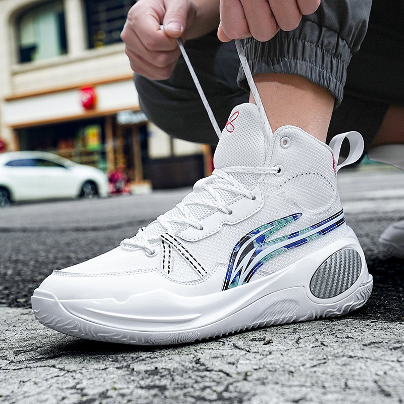 Actual combat basketball shoes male youth student running shoes springback high-top sports shoes wear-resistant non-slip
