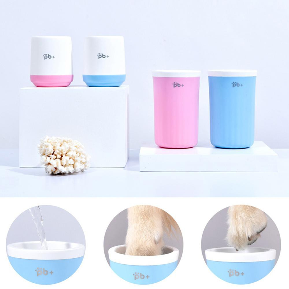 Pet Cats Dogs Paw Cleaner Cup Soft Silicone Dog Puppy Foot Washer Dirty Paw Cleaning Cup One Click Manual Quick Feet Wash Tool