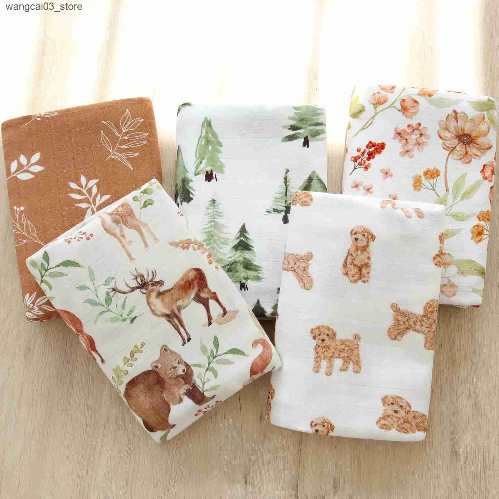 Blankets Swaddling Bamboo Baby Blankets Newborn Baby Stuff Cotton Baby Muslin Swaddle Wraps Kid Blanket Soft Print Infant Towel Wrap L240910