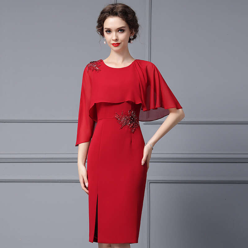 Red Womens Summer New Collection 2024 High End Formal Occasion Embroidered Nail Bead Dress