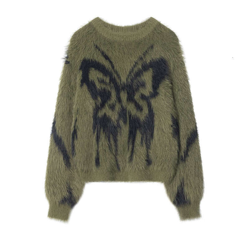 HeyHenry 2023 Autumn/Winter Monsoon Women's Headwear Butterfly Pattern Jacquard Mohair Knitted Sweater